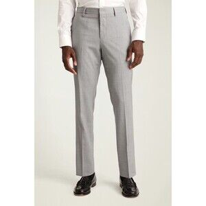 Bonobos Jetset  Wool Dress Pants Light Grey Slim Fit 35 NWOT Stretch Icon